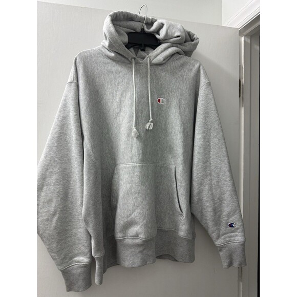 Champion Reverse Weave Sz L Hoodie Gray Heavweight Fleece Sewn Logo Unisex - Picture 1 of 8